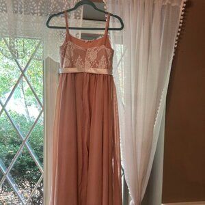 A-line Straps Sleeveless Floor-Length Innocent Chiffon Junior Girls Dress
